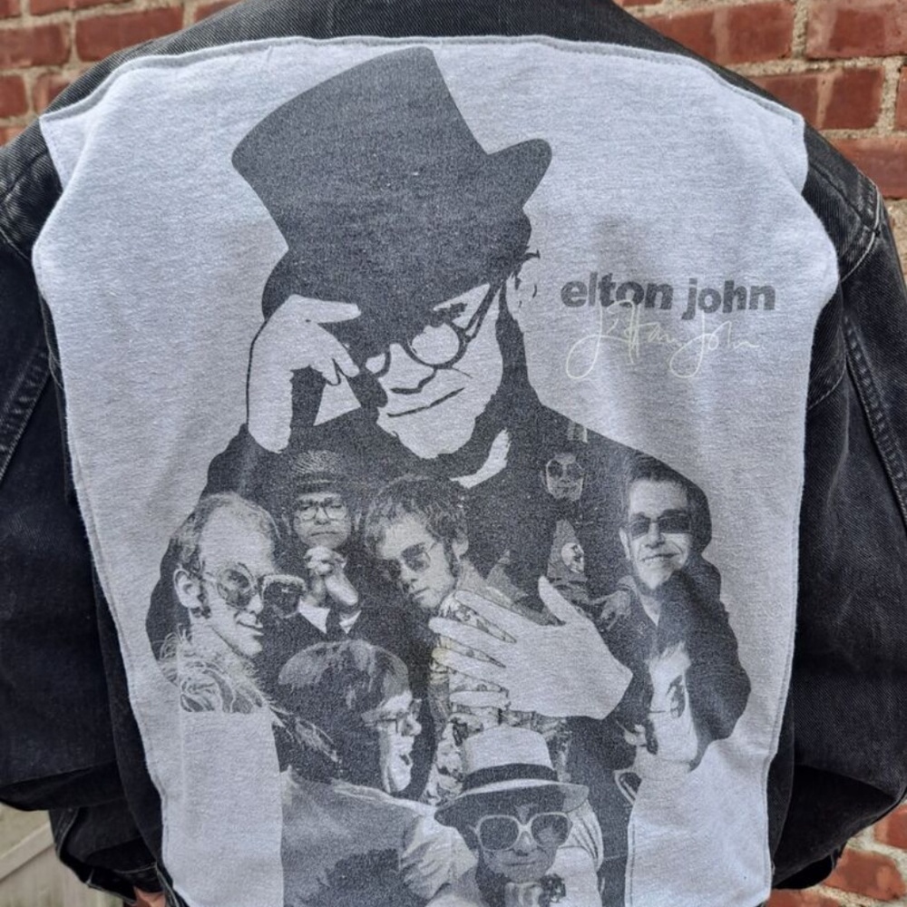 Upcycled Elton John Black Jean Jacket (Trophy Jeans Brand) XL